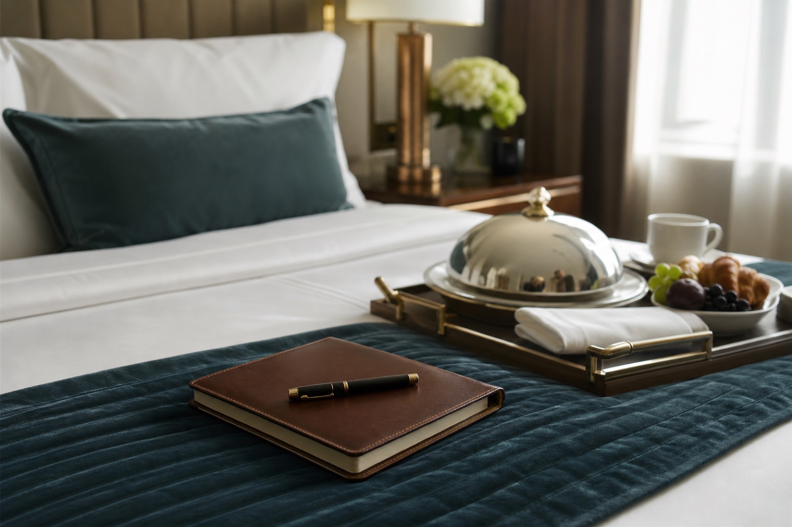 Observation notebook and room service in a hotel