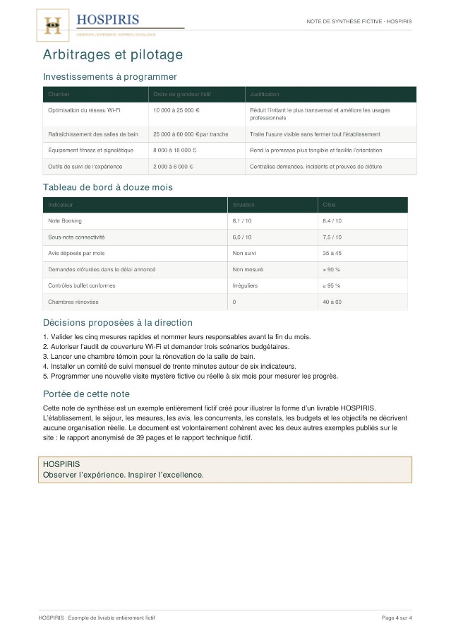Priorités et calendrier