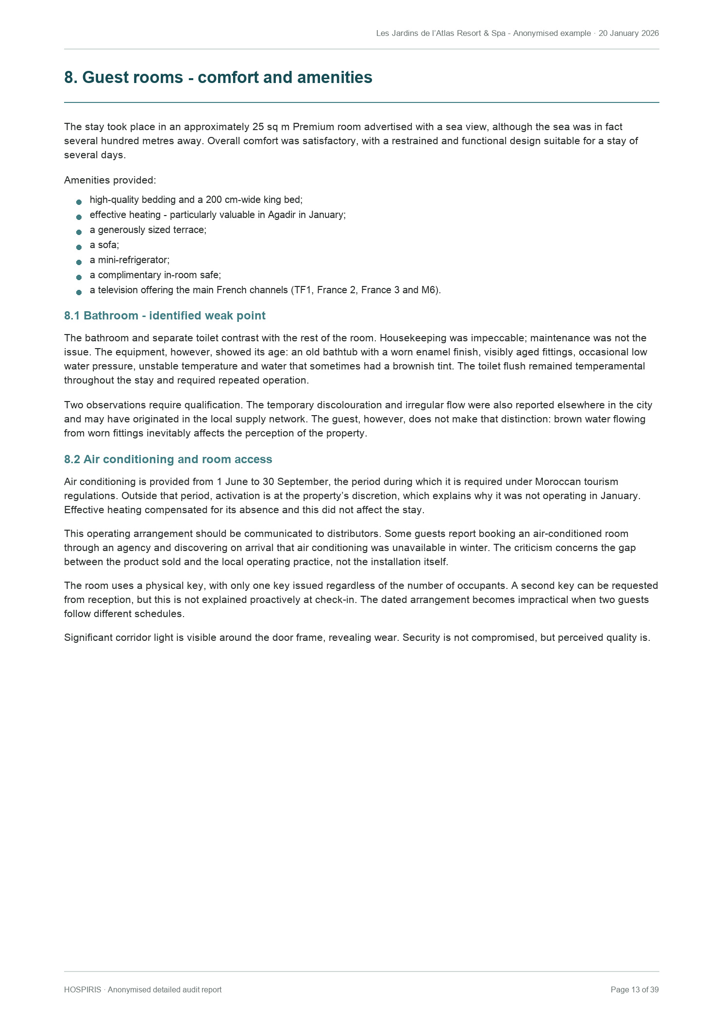 Analysis of one stage of the stay — anonymised HOSPIRIS report